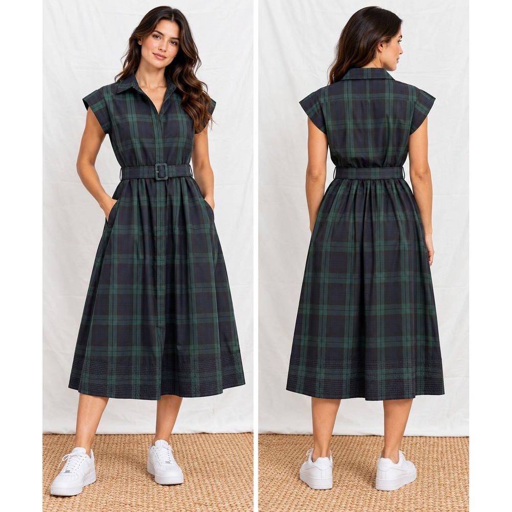 Tuckernuck Blackwatch Plaid Tartan Chloe Dress Belted Shirt Dress